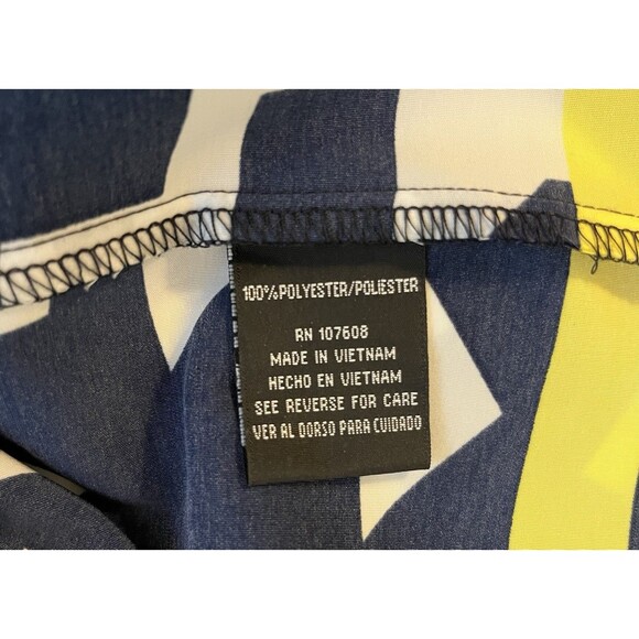 Madison Leigh Women’s Dress Black White Abstract With Yellow Stripe Bottom Sz-10 - Picture 7 of 7